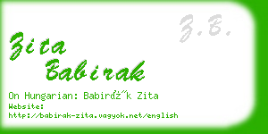 zita babirak business card